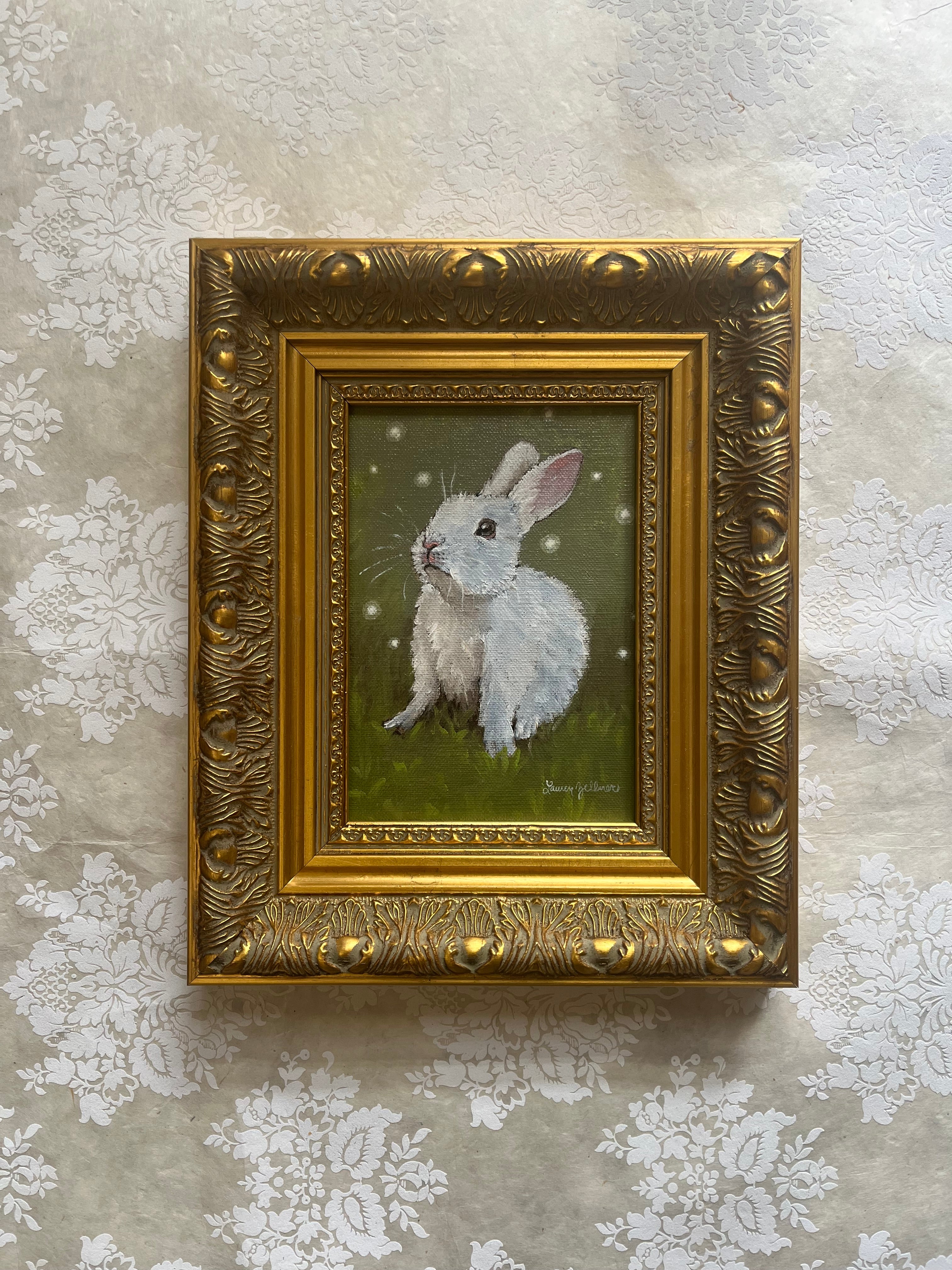 Original Framed Oil Painting of Bunny