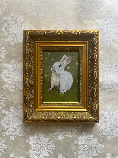 Original Framed Oil Painting of Bunny